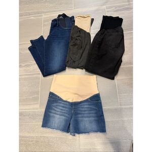 Maternity bottoms bundle sz 6 medium Leggings jeans shorts Over Belly Banded